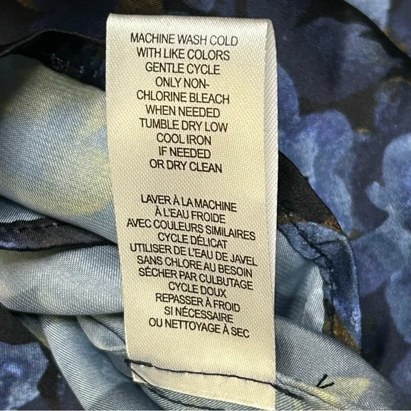 Elie. Elie Tahari Blouse Long Sleeve Floral Blue Gold Casual Sz Small & Medium - Picture 4 of 6